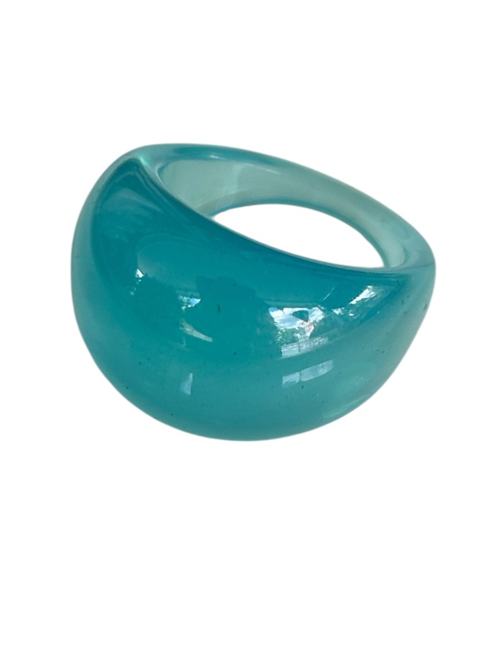 Vintage Aqua Lucite Dome Bubble Ring